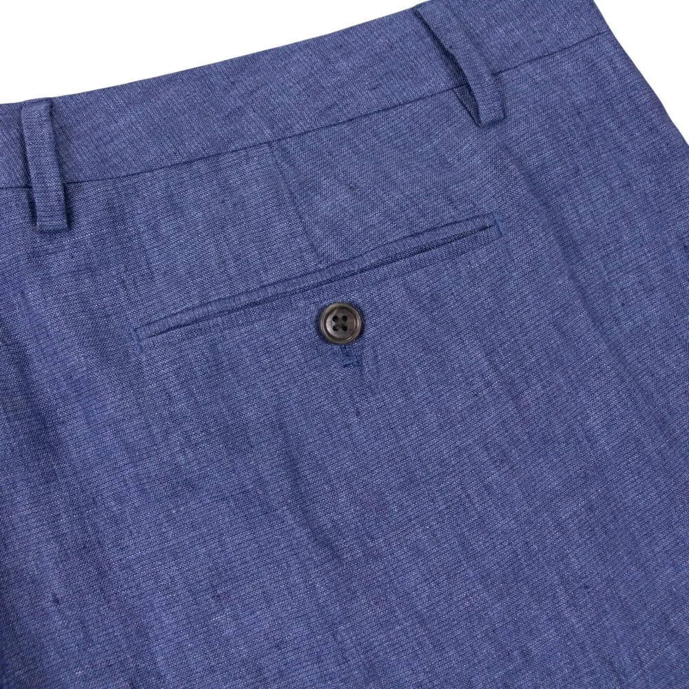 Bonobos Mens 38 Athletic Fit Blue Linen Lanificio Campore Italian Pants Trousers